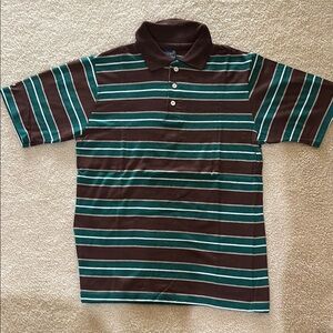 Men's Striped Polo Shirt - Brown and Green